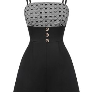 Chic Black and White Jumpsuit with Button Detail